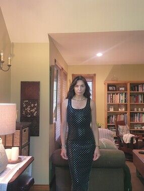 Michael Kors Black Maxi Dress with Silver Studs
